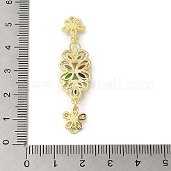 Rack Plating Brass Pave Colorful Cubic Zirconia Flower Connector Charms&nbsp;KK-C052-37C-G