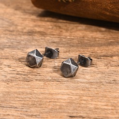 ステンレススチール六角スタッドピアス  アンティークシルバー  6mm&nbsp;PW-WG255A2-01