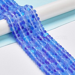 曇った透明ガラスビーズ連売り  ロンデル  モーブ  8x5mm  穴：1mm  約75個/連  14.96''（38センチメートル）&nbsp;FGLA-M002-01E