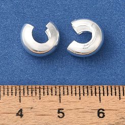 真鍮製つぶし玉カバーカシメ玉カバー  鉛フリー＆カドミウムフリー  925銀メッキ  10x5mm  穴：4mm&nbsp;KK-K383-07F-S