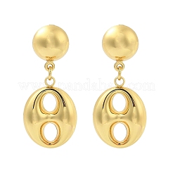 女性用楕円形 304 ステンレススチール スタッド イヤリング  ゴールドカラー  32x15mm&nbsp;EJEW-A125-39G