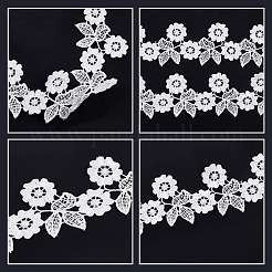 ポリエステルレーストリム  裁縫用  花  ホワイト  2-1/8インチ（55mm）  5ヤード/袋&nbsp;SRIB-GF0001-22A