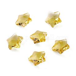 クリアガラスペンダント  多面カット  スターのチャーム  ミックスカラー  13x13.5x7mm  穴：1mm&nbsp;X-GLAA-P037-04-M