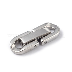 変色しない304ステンレススチール製折りたたみ式留め具  オーバル  ステンレス鋼色  18x6.5x3mm  穴：2.5x2.5mm&nbsp;X-STAS-G307-11A-P