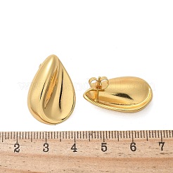 女性用304ステンレススチールスタッドピアス  イオンプレーティング（ip）  ティアドロップ  18KGP本金メッキ  25x17mm&nbsp;EJEW-U047-08G