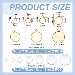 14Pcs 7 Style Flat Round 304 Stainless Steel Pendant Cabochon Settings&nbsp;DIY-UN0002-73
