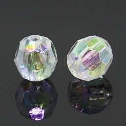 Abカラーメッキクリアab透明アクリルラウンドビーズ  多面カット  8mm  穴：2mm&nbsp;X-TACR-PL642-8mm-22