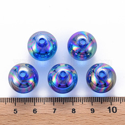 透明なアクリルビーズ  ABカラーメッキ  ラウンド  藤紫色  16x15mm  穴：2.8mm  約220個/500g&nbsp;MACR-S370-B16mm-751