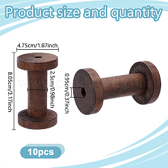 10Pcs Wooden Empty Spools&nbsp;WOOD-GO0001-25