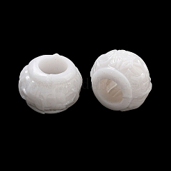 オペークアクリルヨーロピアンビーズ  大穴ビーズ  ロンデル  ホワイト  15x12mm  穴：7mm  約385個/500g&nbsp;SACR-L007-001C
