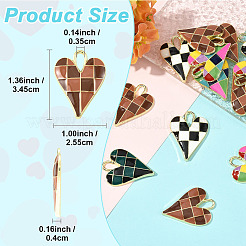 ラックメッキ合金エナメルペンダント10個。  カドミウムフリー＆ニッケルフリー＆鉛フリー  ハート  ライトゴールド  ミックスカラー  34.5x25.5x4mm  穴：3.5mm&nbsp;ENAM-YW0008-17