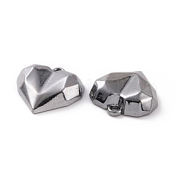 ラックメッキ合金ペンダント  カドミウムフリー＆鉛フリー＆ニッケルフリー  ハートチャーム  ガンメタ色  18x17x4.5mm  穴：1.5mm&nbsp;FIND-I037-10B