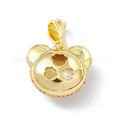 Brass Micro Pave Cubic Zirconia Pendants&nbsp;KK-P224-09G-01