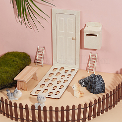 5Pcs 5 Styles Mini Wood Ladder & Letter Box & Tea Table & Fairy Door & Foot Pads&nbsp;DJEW-OC0001-44