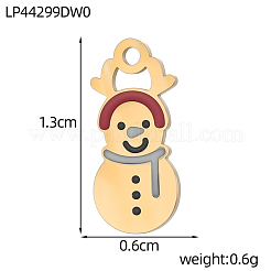 クリスマス仕様の304ステンレススチール製エナメルチャーム  イオンプレーティング（ip）  雪だるまチャーム  カラフル  14KGP本金メッキ  13x6mm  穴：1mm&nbsp;SA-OY003-80G