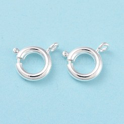 環境に優しい真鍮製のスプリング リング クラスプ  カドミウムフリー＆鉛フリー  長持ちメッキ  925銀メッキ  9x2mm  穴：1.5mm  内径：5mm&nbsp;KK-D082-01B-S