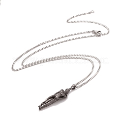Brass Human Hug Pendant Necklace with 201 Stainless Steel Curb Chains for Women&nbsp;NJEW-I114-01B