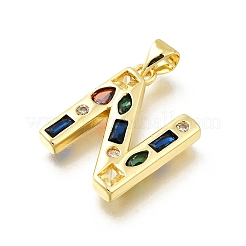 Brass Micro Pave Clear Cubic Zirconia Pendants&nbsp;KK-G521-01G-N-01