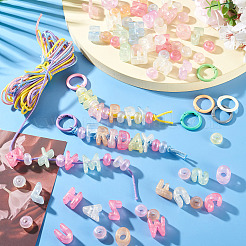 Diyキーホルダー作成キット  アクリルビーズ入り  合金スプリングゲートリングとポリエステル＆スパンデックスコード  ミックスカラー  18~19x6~19x12~13mm  穴：6.5mm&nbsp;DIY-TA0014-96