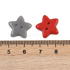 2ホールの磁器ボタン  スター  ミックスカラー  14.5x15x3mm  穴：1.6mm&nbsp;PORC-R010-12A