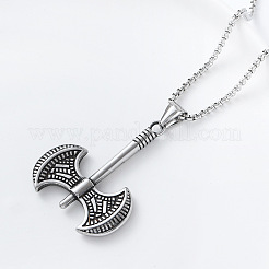 Hip Hop Street Style 304 Stainless Steel Axe Pendant Box Chain Necklaces for Men&nbsp;IG7443