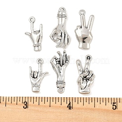 15pcs3スタイルチベットスタイルアロイペンダント  ジェスチャー  アンティークシルバー  20~25x10~12x4.5~5mm  穴：1.5~3mm  5個/スタイル&nbsp;TIBE-FP0001-21