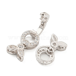 925 Sterling Silver Micro Pave Clear Cubic Zirconia Fold Over Clasps&nbsp;STER-U001-17P