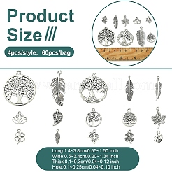 60pcs 15 Styles Tibetan Style Alloy Charms&nbsp;FIND-YW0005-01