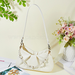 Puレザーバッグストラップ  合金の留め金付き  バッグ交換用アクセサリー  プラチナ  ホワイト  600~630mm&nbsp;DIY-WH0699-69B-P02