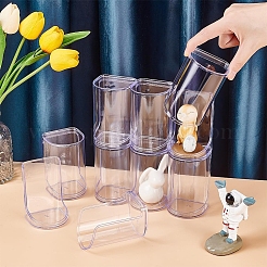 透明なプラスチックのミニフィギュアのディスプレイケース  模型用防塵ボックス  ビルディングブロック  人形ディスプレイホルダー  半円柱  透明  10.3x6.4x6.4cm&nbsp;ODIS-WH0043-30