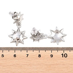 女性用サン304ステンレススチールダングルスタッドピアス  ステンレス鋼色  31x16mm&nbsp;EJEW-F406-01P