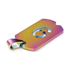 イオンプレーティング（IP）304ステンレスペンダント  数の長方形  虹色  NUM。9  27.5x14.5x1.5mm  穴：7.5x3mm&nbsp;STAS-H144-02MC-9
