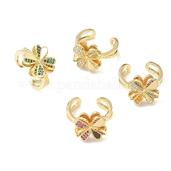 Brass Micro Pave Cubic Zirconia Cuff Open Rings&nbsp;RJEW-Z145-01G
