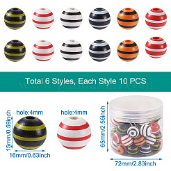 60Pcs 6 Colors Natural Chinese Cherry Wood Beads&nbsp;WOOD-CD0001-16