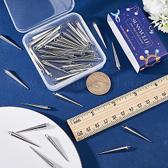 50個の合金ペンダント  コーン  ステンレス鋼色  35.5x4.5mm  穴：2mm&nbsp;FIND-SC0006-41