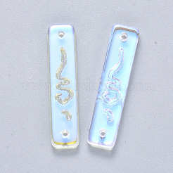 透明ガラスリンクコネクター  ABカラーメッキ  長方形  クリアAB  30x7x3mm  穴：1.2mm&nbsp;X-GLAA-S190-008C-01