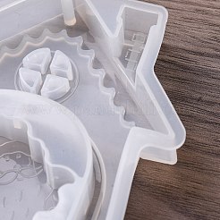 クリスマステーマ DIY ペンダント デコレーション シリコン型  エポキシ樹脂工芸品作り  ホワイト  ハウス  129x92x15.5mm  穴：3mm&nbsp;LS-DIY-F151-01C