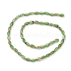 電気メッキガラスビーズセット  金めっき  オーバル  グリーン  7x4x3mm  穴：1mm  約47~50個/連  12.4~12.99インチ（31.5~33cm）&nbsp;EGLA-K015-12C