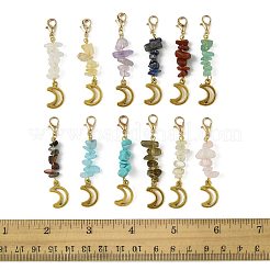 12Pcs 12 Colors Alloy Gemstone Chip Moon Pendant Decorations&nbsp;HJEW-FS00050