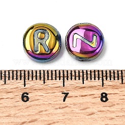透明なガラスビーズを電気  アルファベット付きフラットラウンド  ミックスカラー  10x4.5mm  穴：1mm&nbsp;EGLA-L047-02C