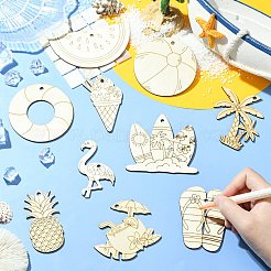 10Pcs Unfinished Blank Wooden Pendants Set for Painting Arts&nbsp;DIY-CJC0007-11-1