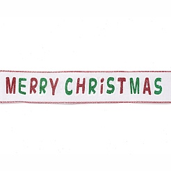 Christmas Theme Polyester Imitation Linen Wrapping Ribbon&nbsp;SRIB-P020-01C