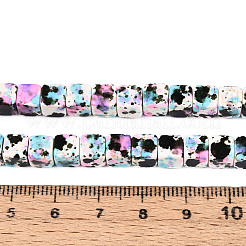スプレープリント合成ターコイズビーズ連売り  染め  キューブ  アザミ  5.5~6x5.5~6x5.5~6mm  穴：0.8~1mm  約63個/連  14.76''（37.5センチメートル）&nbsp;TURQ-T004-13B