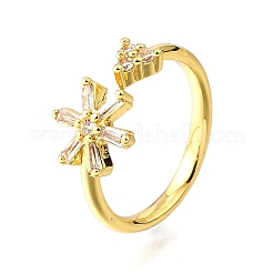 Brass Micro Pave Clear Cubic Zirconia Cuff Rings for Women&nbsp;RJEW-H247-18G