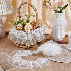 Polyester Flower Lace Ribbon&nbsp;OCOR-WH0105-178A