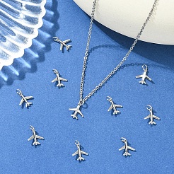 シーグレース真鍮ペンダント  飛行機チャーム  カドミウムフリーと鉛フリー＆ニッケルフリー  プラチナ  12.5x12.5x2mm  穴：3.5mm&nbsp;XGRQ3P358-616P