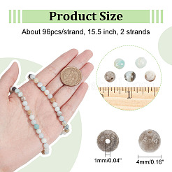 2 Strands Natural Frosted Flower Amazonite Round Beads Strands&nbsp;G-NB0004-44