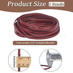 5m折りたたみ式PUレザーフラットコード  暗赤色  5x1mm  約5.47ヤード（5m）/バンドル&nbsp;OCOR-WH20012-14A-12