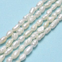 天然養殖淡水パールビーズ連売り  ライス  リネン  4~7x2.8~3.2mm  穴：0.5mm  約64~67個/連  13.98''~14.17