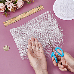 ポリエステルメッシュチュール生地  ラインストーン付き  Diy の花嫁の頭飾りとベール  ホワイト  1000x425x0.3~1.5mm&nbsp;DIY-WH0740-22D